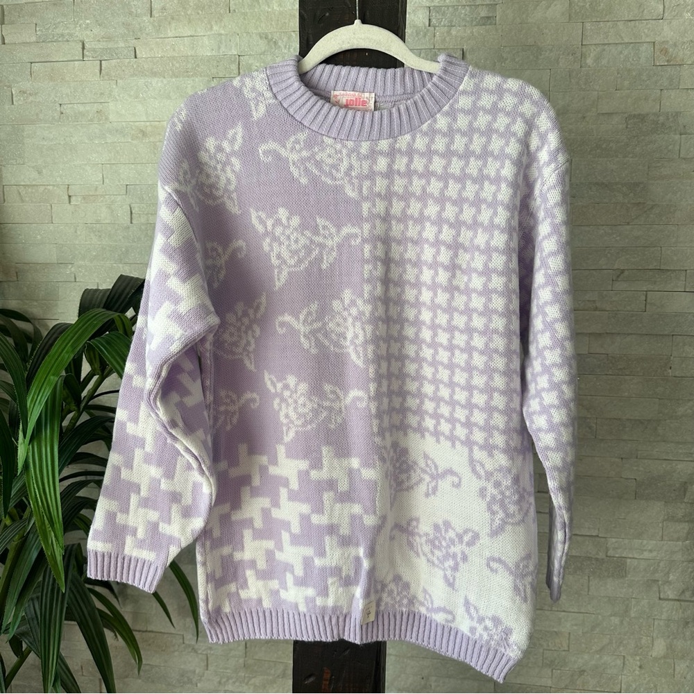 Sweaters by Jolie 1980’s Purple White Deadstock Vintage Sweater Size S NWT